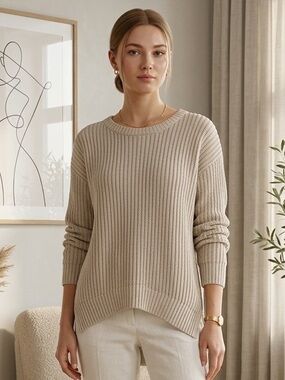 Apt. 9 | Beige Sand Minimalist Neutral Oversized Long Sweater Women’s Small GUC